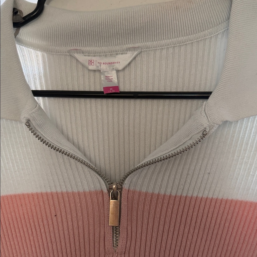 No Boundaries Pink Color Block 3/4 zipper top - Picture 3 of 5